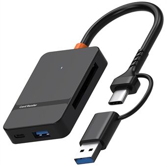 ADS-316 Voor Huawei / Xiaomi / Samsung 8-in-1 Kaartlezer Type-C + USB-A naar SD / TF / MS / CF1 / Type-C / USB 3.0 U Schijf Leesadapter