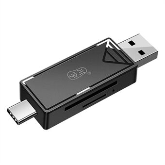 KAWAU C251 USB 2.0 Type C + USB SD / TF Card Reader Draagbare OTG-adapter