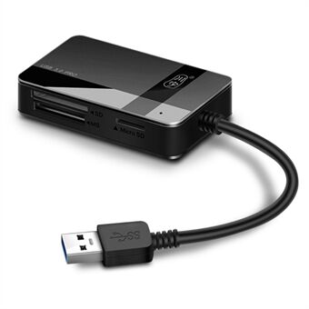 KAWAU C369DUO USB3.0 Kaartlezer Adapter Ondersteuning voor CF / TF / SD / MS Draagbare 4-in-1 Bekabelde Kaartlezer