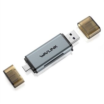 WAVLINK WL-CR3002 Type-C+USB3.0 SD/TF Kaartlezer Aluminiumlegering Behuizing Geheugenkaart Apparaat