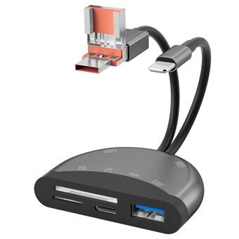 NK1052TL Pro 3-in-1 USB + Type-C + iP naar SD / TF Kaartlezer Gegevensoverdracht Adapter voor Telefoons Tablets Computers