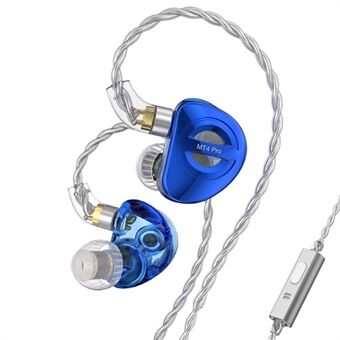 TRN MT4 PRO Afneembare 3.5mm Bedrade In-Ear Oordopjes Dual Dynamic Driver HiFi Monitor Koptelefoon met Microfoon - Blauw