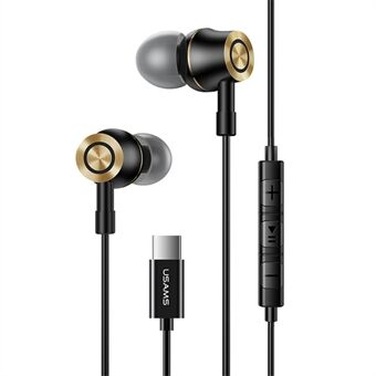 USAMS US-SJ482-EP-43 Type-C in-ear metalen headsets stereo-oortelefoons, 1.2 m.