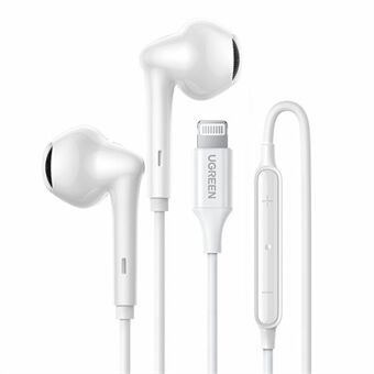 UGREEN 80649 HiTune Lightning Earbuds Headset met in-ear snoer met microfoon en volumeregeling Compatibel met iPhone 13 Pro Max 12/11 / SE / XR / XS / X / iPod / iPad Air Mini (MFi-gecertificeerd)