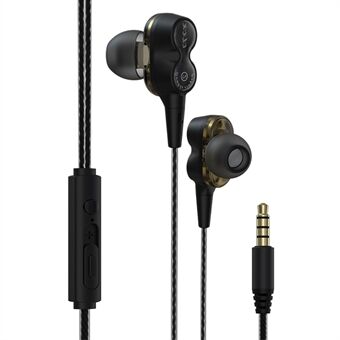 DEVIA Smart Series EM009 Dubbel bewegende spoel bedrade headset 3.5mm draadbediening telefoon oortelefoon