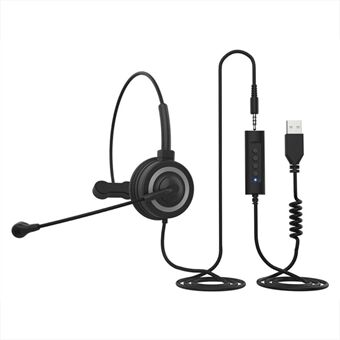 DANYIN BH69 Callcenter 3,5 mm / USB-headset Telefoonhoofdtelefoon met microfoon Zakelijke bedrade hoofdtelefoon voor computerlaptop - zwart