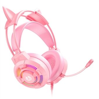 BATXELLENT H81 RGB-verlichting bedrade hoofdtelefoon gaming-headset met ruisonderdrukkende microfoon, ontwerp met kattenoren