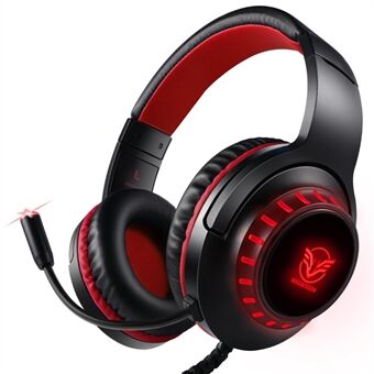 MASACEGON H-11 3.5 mm Game Gaming hoofdtelefoon met microfoon LED-lampje - Zwart / Rood