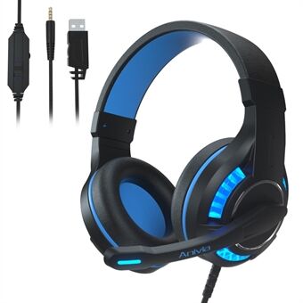 ANIVIA MH603 Op het hoofd gemonteerde USB + 3,5 mm bedraad stereogeluid E-sport hoofdtelefoon Computer Gaming Headset met verstelbare hoekmicrofoon