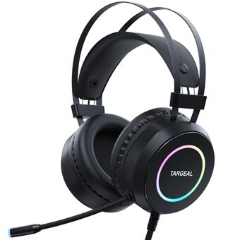 TARGEAL 7.1 Surround Sound USB-bekabelde hoofdtelefoon Ruisonderdrukkende pc-gamingheadset met RGB-licht