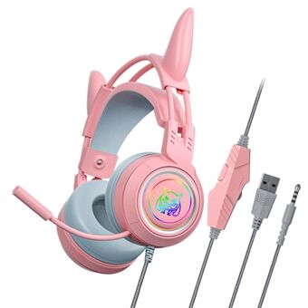 SY-G25 Duivelsoren Ontwerp RGB-verlichting Bedrade bediening Gaming-koptelefoon 3D Surround Sound Game-headset met HD-microfoon