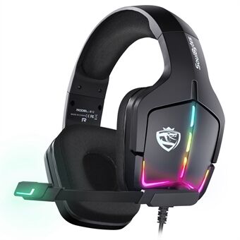 SOULBYTES S12 USB + 3,5 mm bedrade over-ear gaming-hoofdtelefoon RGB LED-licht Professionele e-sportheadset met verstelbare microfoon