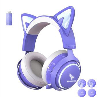 SOMIC GS510 2.4G draadloze over-ear e-sport hoofdtelefoon Leuke kattenoor RGB LED-licht Muziek Gaming Live Headset