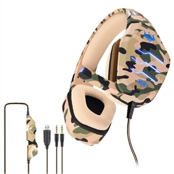 OVLENG GT87 USB + 2 * 3,5 mm bedrade e-sport gaming-hoofdtelefoon Camouflage Ergonomische over-ear-headset met LED-licht