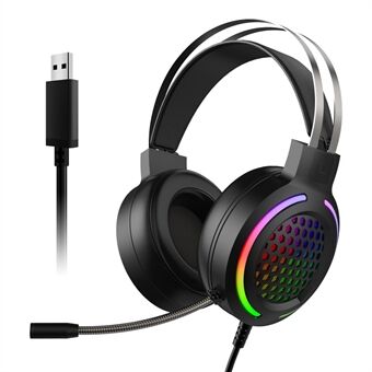 G12 Honingraat Gaten Ontwerp 7.1 Kanaals USB Bedraad Over-Ear E-sports Hoofdtelefoon RGB Licht Computer Gaming Headset