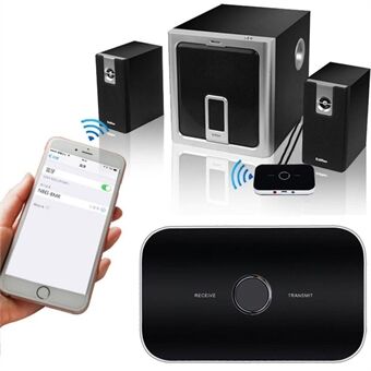 Bluetooth 4.0 zenderontvanger 2-in-1 3,5 mm draadloze audio-adapter voor tv / thuisstereosysteem, enz. - Zwart