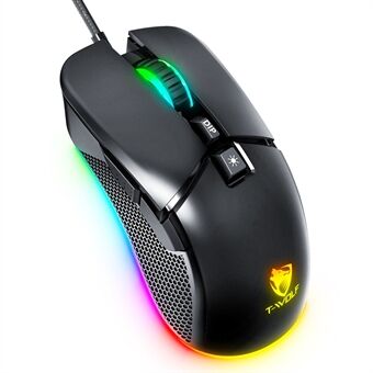 T-WOLF G590 USB-gamingmuis met kabel RGB-licht 800-7200 DPI ABS Computer Laptop Muizen