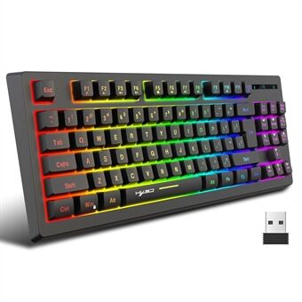 HXSJ L100 2.4G draadloos toetsenbord 87 toetsen RGB-licht Computer Laptop Gaming-toetsenbord