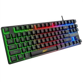 KB-10 bedraad mechanisch toetsenbord 87 toetsen Gaming-toetsenbord met kleurrijke achtergrondverlichting voor laptop USB-kabel Draagbaar toetsenbord