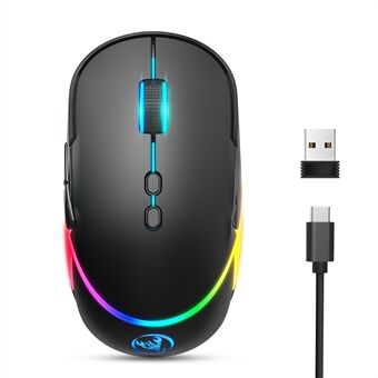 HXSJ T200 2,4 GHz draadloze muis 1200/2400/3200 DPI gamingmuis Draagbare RGB-verlichting Ergonomische computermuis