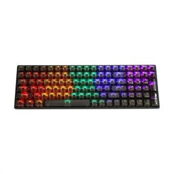 Y-FRUITFUL K10 100 Toetsen Type-C Bedraad Mechanisch Toetsenbord met RGB Licht, Transparant Zwart+Blauwe Schakelaar