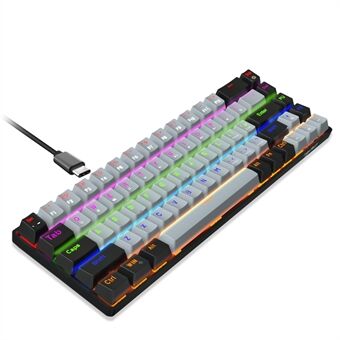 HXSJ V800 68 toetsen Mechanisch toetsenbord met achtergrondverlichting voor het gamingkantoor