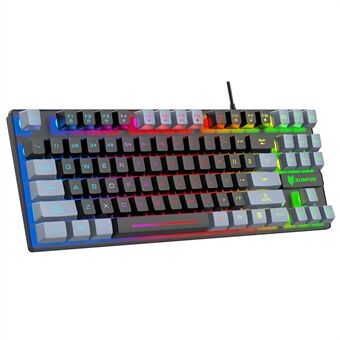 XUNFOX K10 USB Bedraad Mechanisch Toetsenbord met Handmatig Gevoel en 87 Toetsen, RGB Verlichting