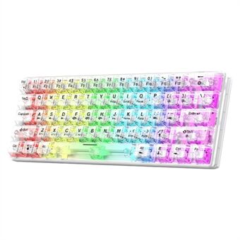 XUNFOX K30 Pro Drie Modi Transparant Mechanisch Toetsenbord Witte As 61 Toetsen Gaming Toetsenbord met RGB Achtergrondverlichting