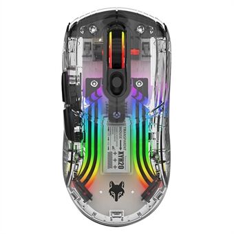 XYH20 2.4G+BT5.0+Bedraad Drie Modi Transparante Mechanische Muis 5-Snelheid DPI 7 Toetsen Gaming Muis met RGB-verlichting