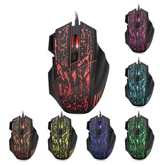 HXSJ Stream Crack Pattern Optische USB Wired Geweven Nylon Line Pro Gaming Mouse