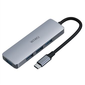 WIWU Alpha 440 Pro Type-C Hub naar 4 X USB 3.0 Poorten, Hoge Snelheid Gegevensoverdracht Adapter voor