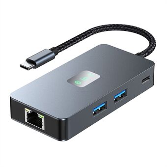 2308 6-in-1 USB Hub Type-C naar RJ45 Gigabit + USB3.2x3 + 4K 60Hz HD + PD 100W Type-C Adapter