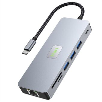 2411 Type-C Hub met 3xUSB 3.0+HD+VGA+2xKaartlezer+PD 100W+RJ45 Ethernet+3.5mm AUX+USB-C