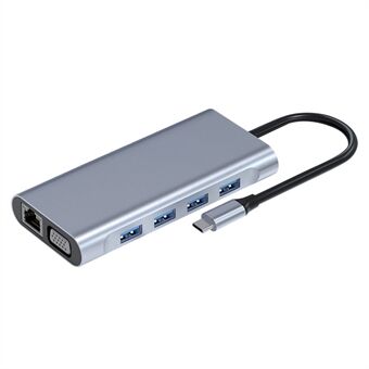 11-in-1 USB-C-hub, draagbaar dockingstation met meerdere poorten en 4 USB-poorten voor MacBook Pro/Air/XPS/Type-C-apparaten