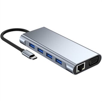 YG-2110 11 in 1 Type C naar HDMI VGA RJ45 AUX Adapter SD TF Kaartlezer USB 3.0 Hub