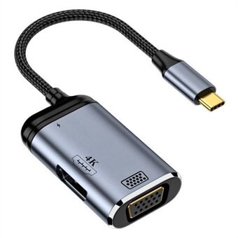 USB-C Hub Multi-Port Adapter Type-C naar VGA+HD+PD 100W-adapter met audio- en videotransmissie.