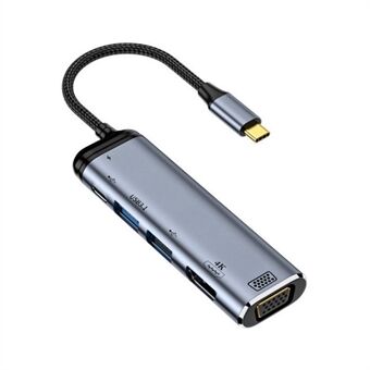 USB-C Hub Type-C naar VGA+4K 60Hz HD+USB-A+USB3.1++PD 100W Converter HDTV Multi-poort Displays Adapter