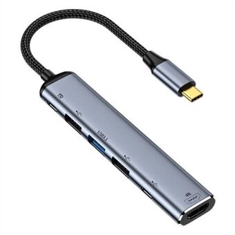 USB-C Hub-adapter Type-C naar 4K 60Hz HD+USB 3.1+USB 2.0x2+USB 3.0+PD 100W Converter Dock