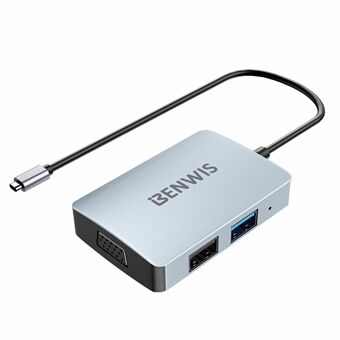 BENWIS MP-HUB-1 5 in 1 USB-C Hub Docking Station Ondersteuning voor PD 100W Snelladen