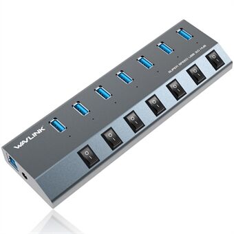 WAVLINK UH3076 5Gbps Hoge Snelheid 7-poorts USB 3.0 Hub met Onafhankelijke Schakelaar en LED Indicator