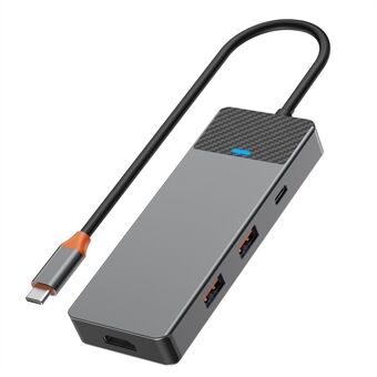 WIWU A721HD Type-C Hub-adapter met 2xUSB 3.1+PD 100W+USB-C+2x Card Reader Slots+HD Video Output.