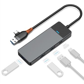 WIWU A431C Linker Series USB-A&C Hub Adapter 4-in-1 Draagbare Docking Station met 3 USB3.0+USB-C 3.0