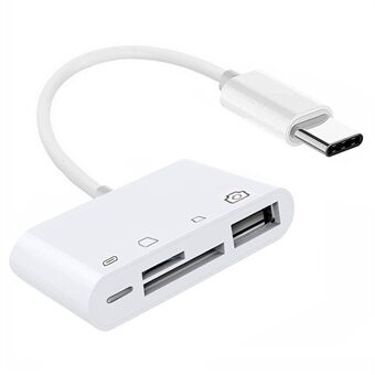 UC-155-SD004 4-in-1 USB 2.0 Type C naar SD+TF+USB-A Vrouwelijke Kaartlezer PD 27W Adapter voor Laptop Tablet Telefoon