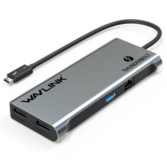 WAVLINK WL-UTD05 4-in-1 Dockingstation Type-C naar 2 DisplayPort / USB3.0 / RJ45, Thunderbolt 3 USB-C naar DP-adapter ondersteunt Dual 4K / 60Hz.