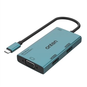 ONTEN M206 4-in-1 USB-C Hub Adapter Type-C naar Dual HD+VGA+3.5mm Video Converter Ondersteuning voor 4K / 60Hz.