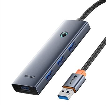 BASEUS UltraJoy Series 50CM Kabel Multi-Port Hub USB Adapter naar 4 x USB 3.0 + Type-C 5V - Spacegrijs