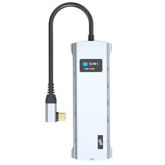 V261A Type-C-hub met PD+USB3.0+USB2.0+Type-C+SD / TF+RJ45+USB-audio+HD+VGA