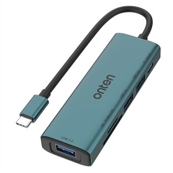 ONTEN UC120 6-in-1 USB-C naar USB3.0 + 2xUSB2.0 + Type-C Ingang + SD/TF Kaartsleuven Adapter USB Hub