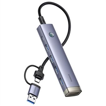 BASEUS UltraJoy Series BS-OH184 USB Hub USB-A / Type-C naar 4xUSB 3.0 + Type-C Adapter - Grijs