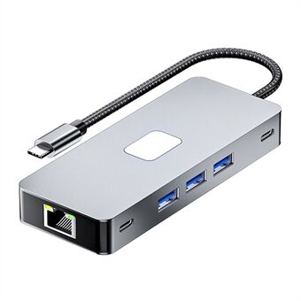 BYL-2315 10-in-1 Type-C Hub naar PD 100W Opladen RJ45 USB 3.0 USB-C HD 4K Video-uitvoer Kaartlezer